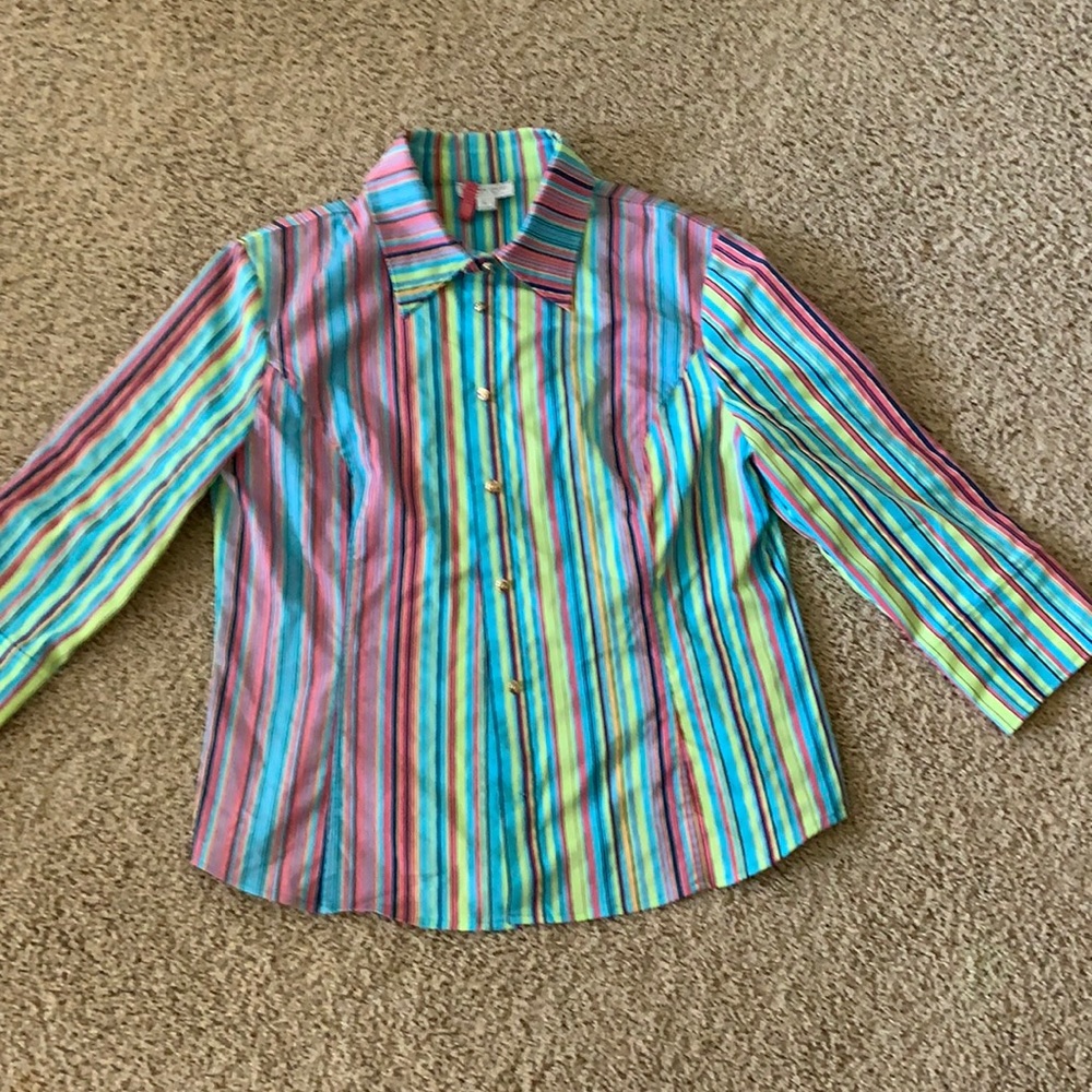 St. John Sport Striped Blouse L
